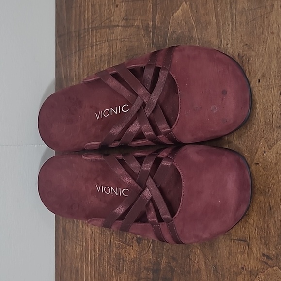 Vionic Sandals Women's sz 9 Claire Purple Suede Leather Slip On Mule Slides - Picture 6 of 11